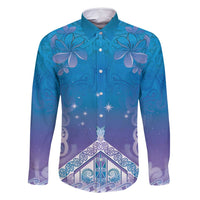 New Zealand Matariki Family Matching Off Shoulder Maxi Dress and Hawaiian Shirt Maori Marae Cyan Galaxy