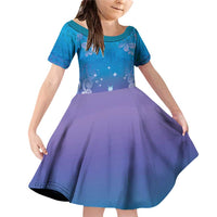 New Zealand Matariki Family Matching Off Shoulder Short Dress and Hawaiian Shirt Maori Marae Cyan Galaxy