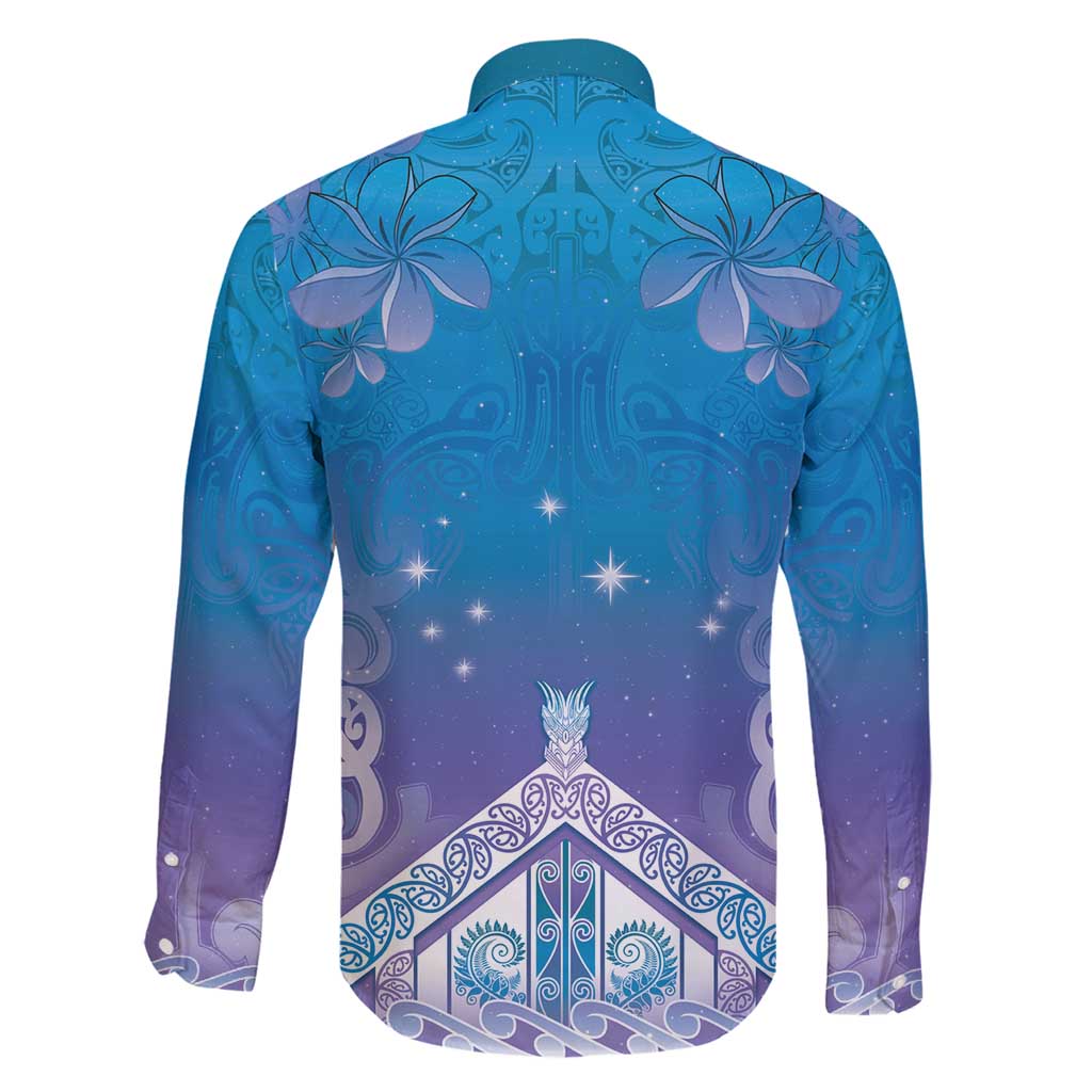 New Zealand Matariki Family Matching Puletasi and Hawaiian Shirt Maori Marae Cyan Galaxy