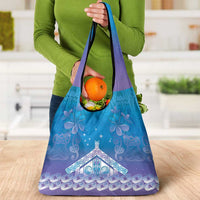 New Zealand Matariki Grocery Bag Maori Marae Cyan Galaxy