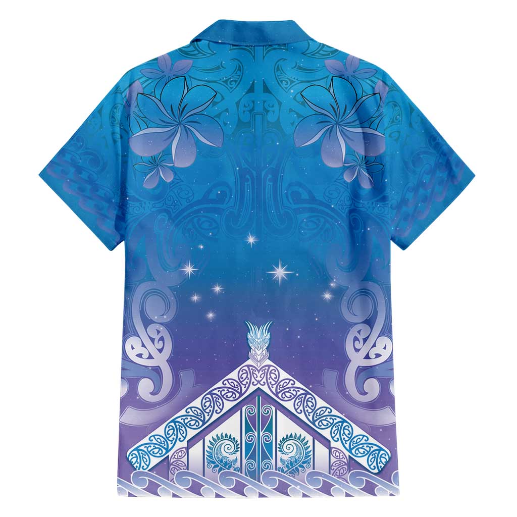 New Zealand Matariki Hawaiian Shirt Maori Marae Cyan Galaxy