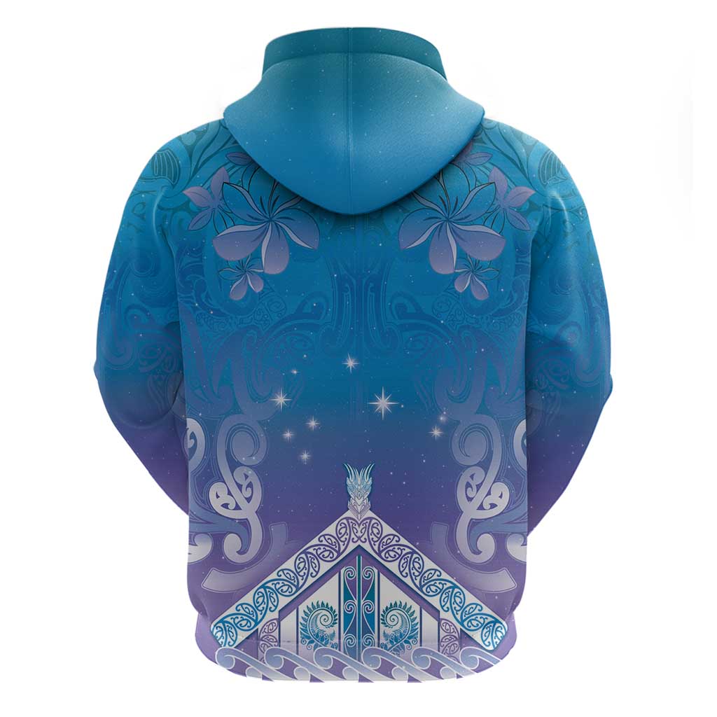 New Zealand Matariki Hoodie Maori Marae Cyan Galaxy