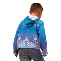 New Zealand Matariki Kid Hoodie Maori Marae Cyan Galaxy