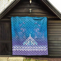 New Zealand Matariki Quilt Maori Marae Cyan Galaxy