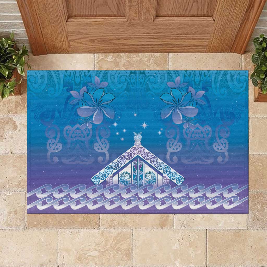 New Zealand Matariki Rubber Doormat Maori Marae Cyan Galaxy