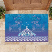 New Zealand Matariki Rubber Doormat Maori Marae Cyan Galaxy