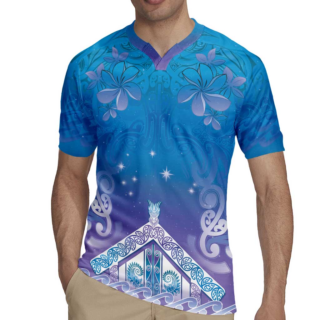 New Zealand Matariki Rugby Jersey Maori Marae Cyan Galaxy