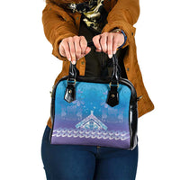 New Zealand Matariki Shoulder Handbag Maori Marae Cyan Galaxy