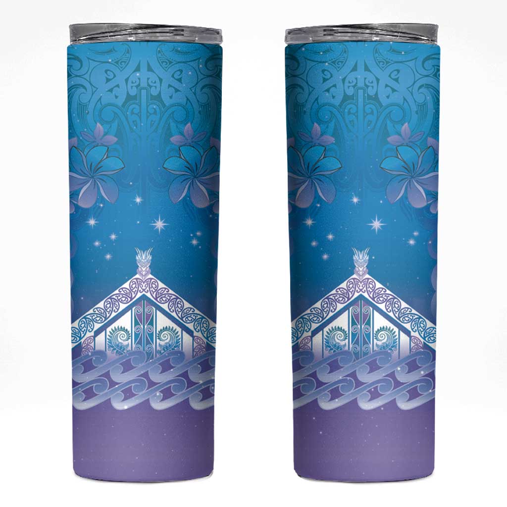 New Zealand Matariki Skinny Tumbler Maori Marae Cyan Galaxy