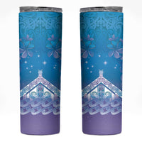 New Zealand Matariki Skinny Tumbler Maori Marae Cyan Galaxy