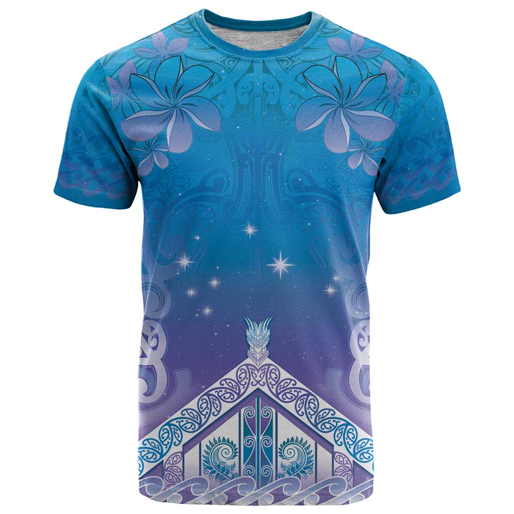 New Zealand Matariki T Shirt Maori Marae Cyan Galaxy