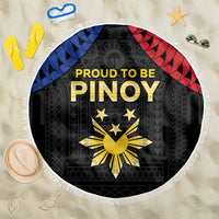 Philippines Independence Day Beach Blanket Proud To Be Pinoy LT05 One Size 150cm Black - Polynesian Pride