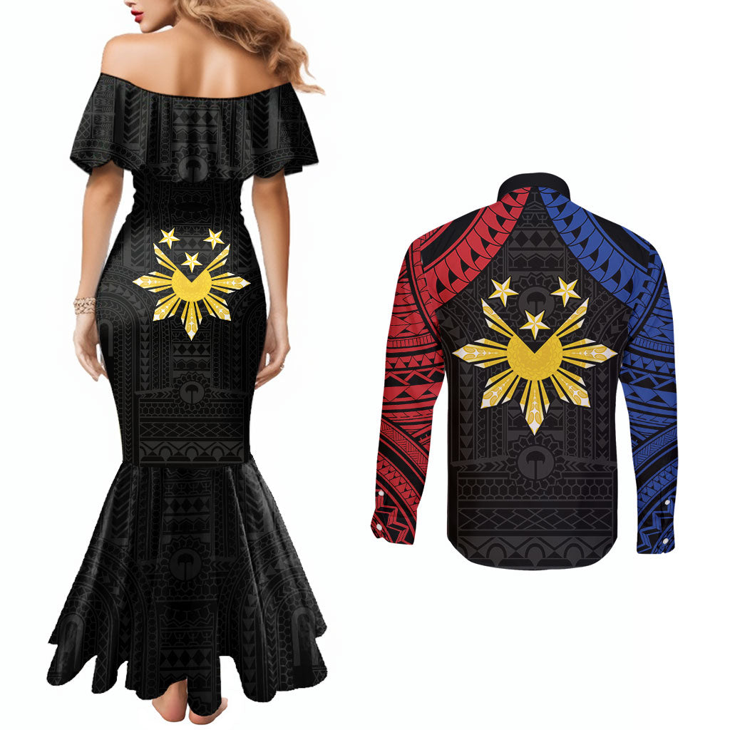 Philippines Independence Day Couples Matching Mermaid Dress and Long Sleeve Button Shirt Proud To Be Pinoy