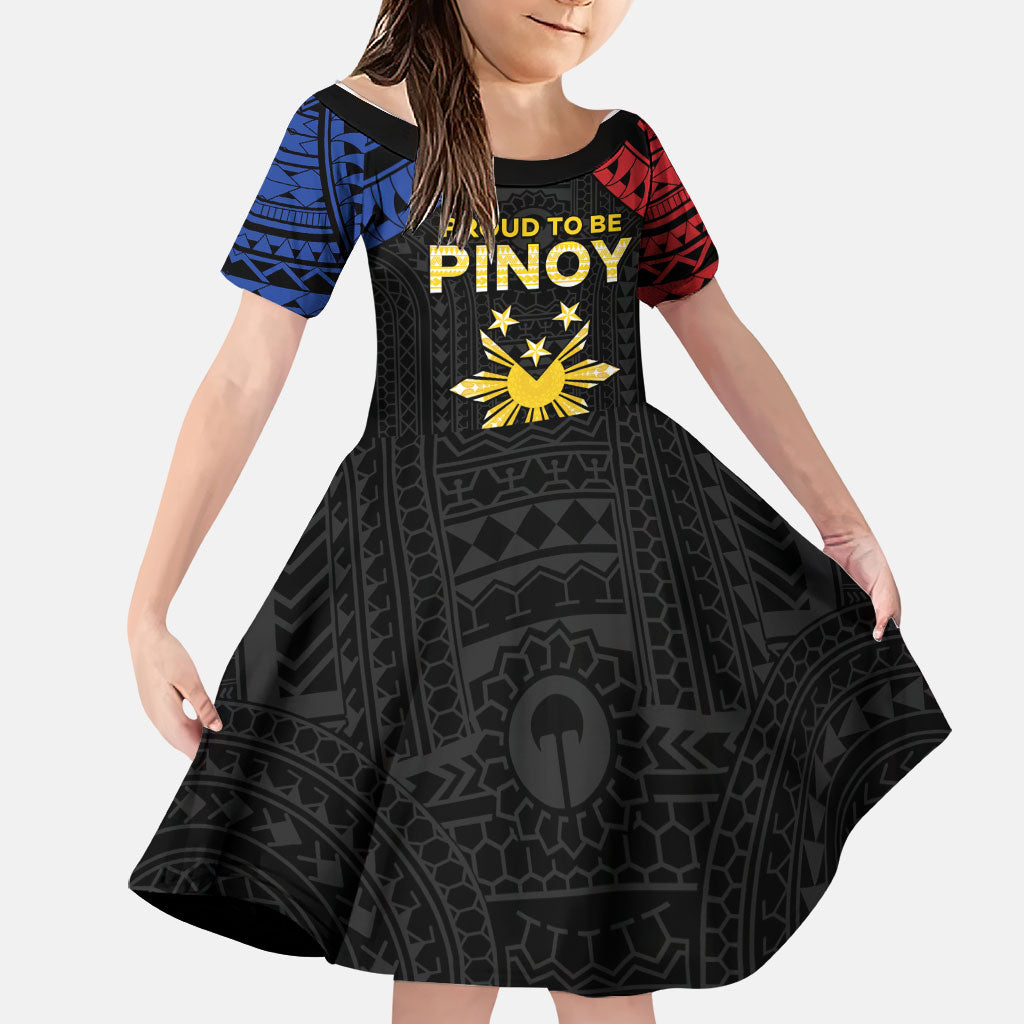 Philippines Independence Day Family Matching Off The Shoulder Long Sleeve Dress and Hawaiian Shirt Proud To Be Pinoy