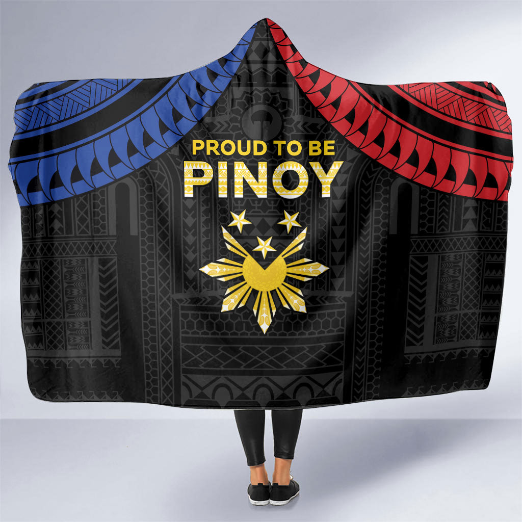 Philippines Independence Day Hooded Blanket Proud To Be Pinoy LT05 One Size Black - Polynesian Pride