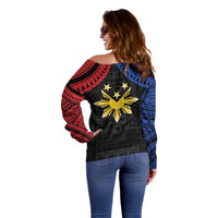 Philippines Independence Day Off Shoulder Sweater Proud To Be Pinoy LT05 - Polynesian Pride