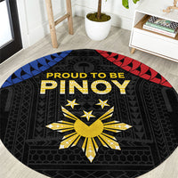 Philippines Independence Day Round Carpet Proud To Be Pinoy LT05 Black - Polynesian Pride