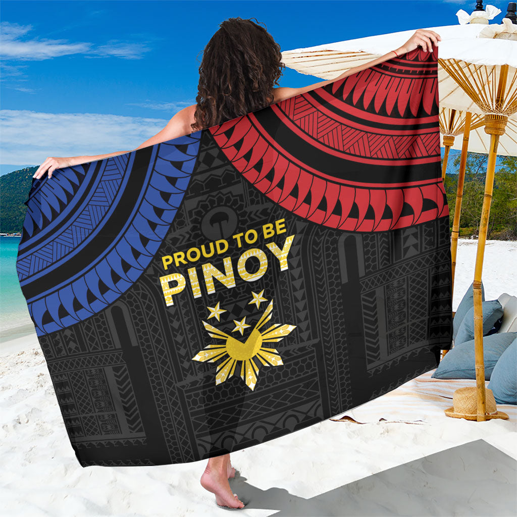 Philippines Independence Day Sarong Proud To Be Pinoy LT05 One Size 44 x 66 inches Black - Polynesian Pride
