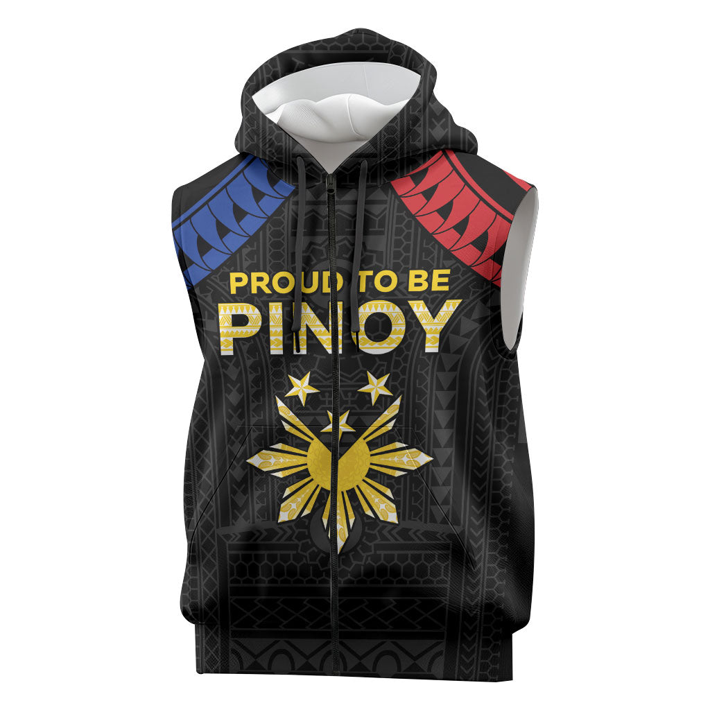 Philippines Independence Day Sleeveless Zip Hoodie Proud To Be Pinoy LT05 Black - Polynesian Pride