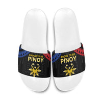 Philippines Independence Day Slide Sandals Proud To Be Pinoy LT05 Black - Polynesian Pride