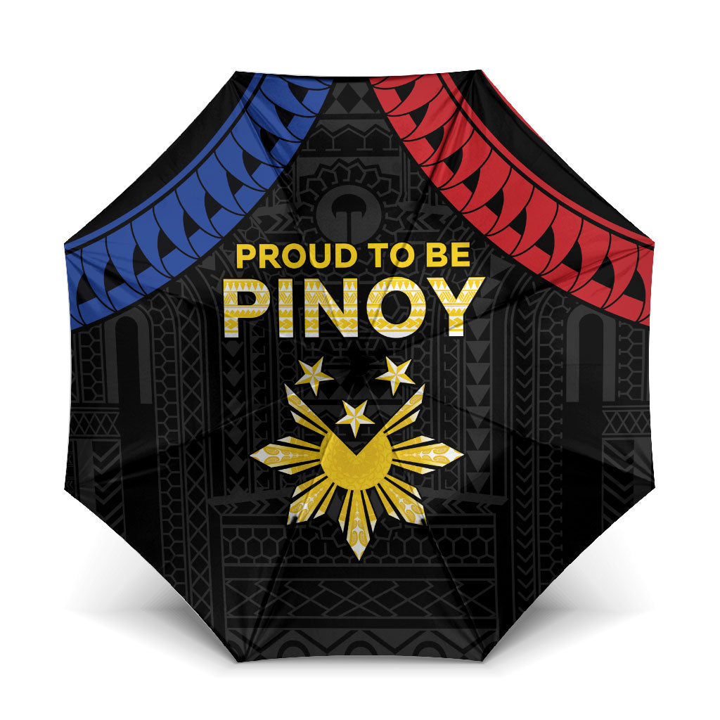 Philippines Independence Day Umbrella Proud To Be Pinoy LT05 One Size Folded 11.42 inch Opened Diameter 37.4 inch Black - Polynesian Pride