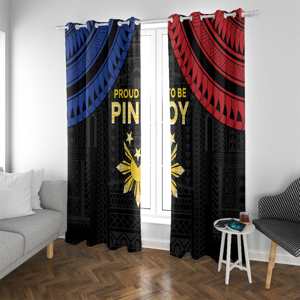 Philippines Independence Day Window Curtain Proud To Be Pinoy LT05 With Grommets Black - Polynesian Pride