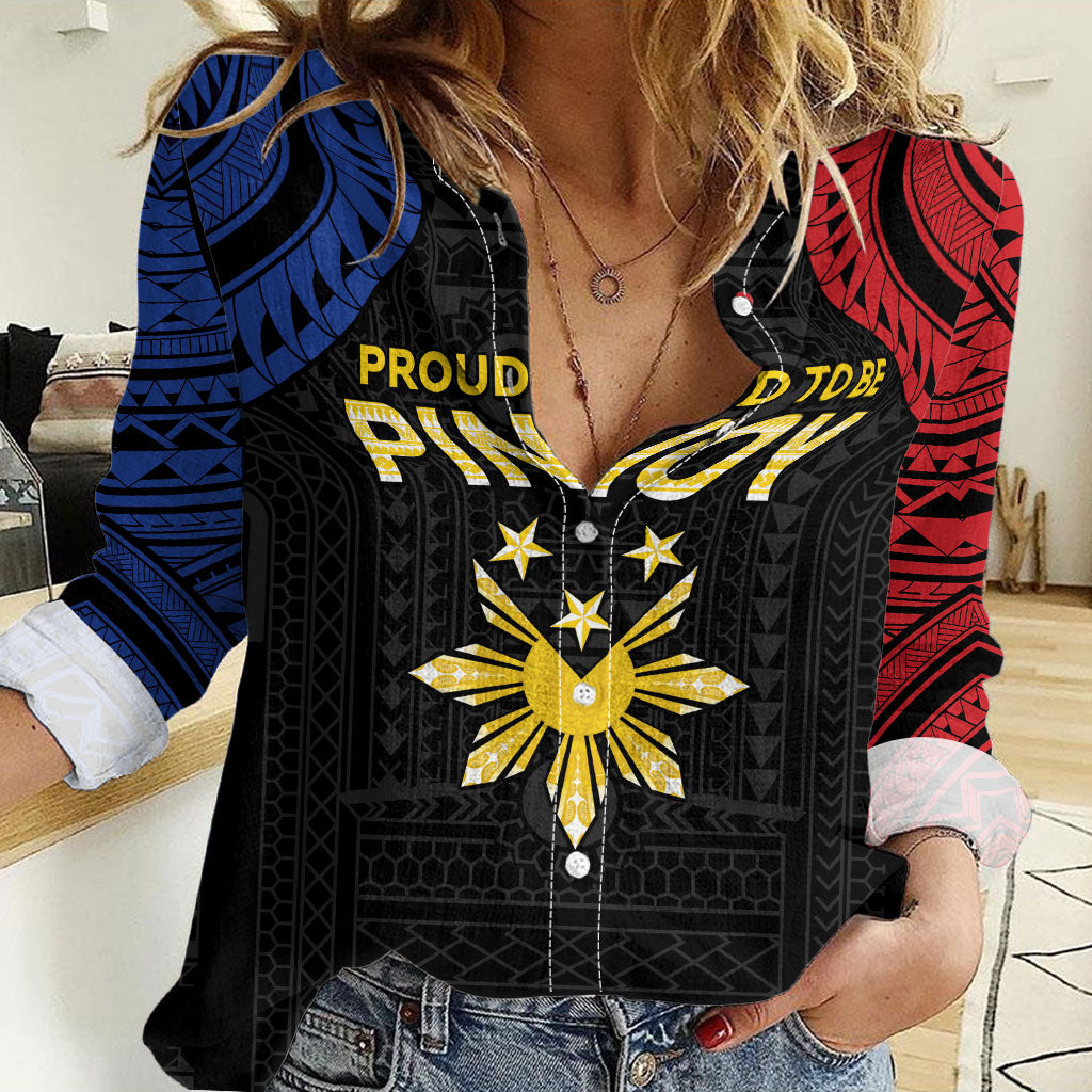 Philippines Independence Day Women Casual Shirt Proud To Be Pinoy LT05 Female Black - Polynesian Pride