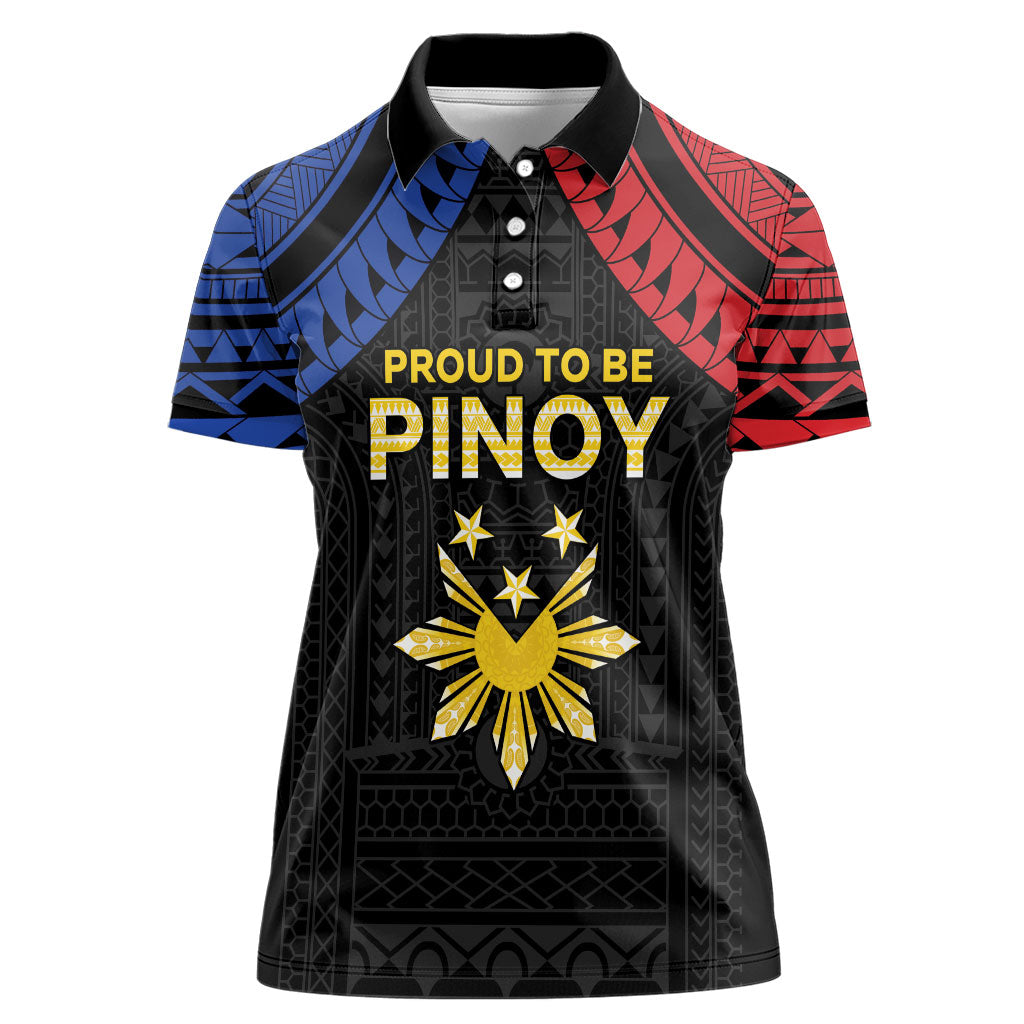 Philippines Independence Day Women Polo Shirt Proud To Be Pinoy LT05 Female Black - Polynesian Pride