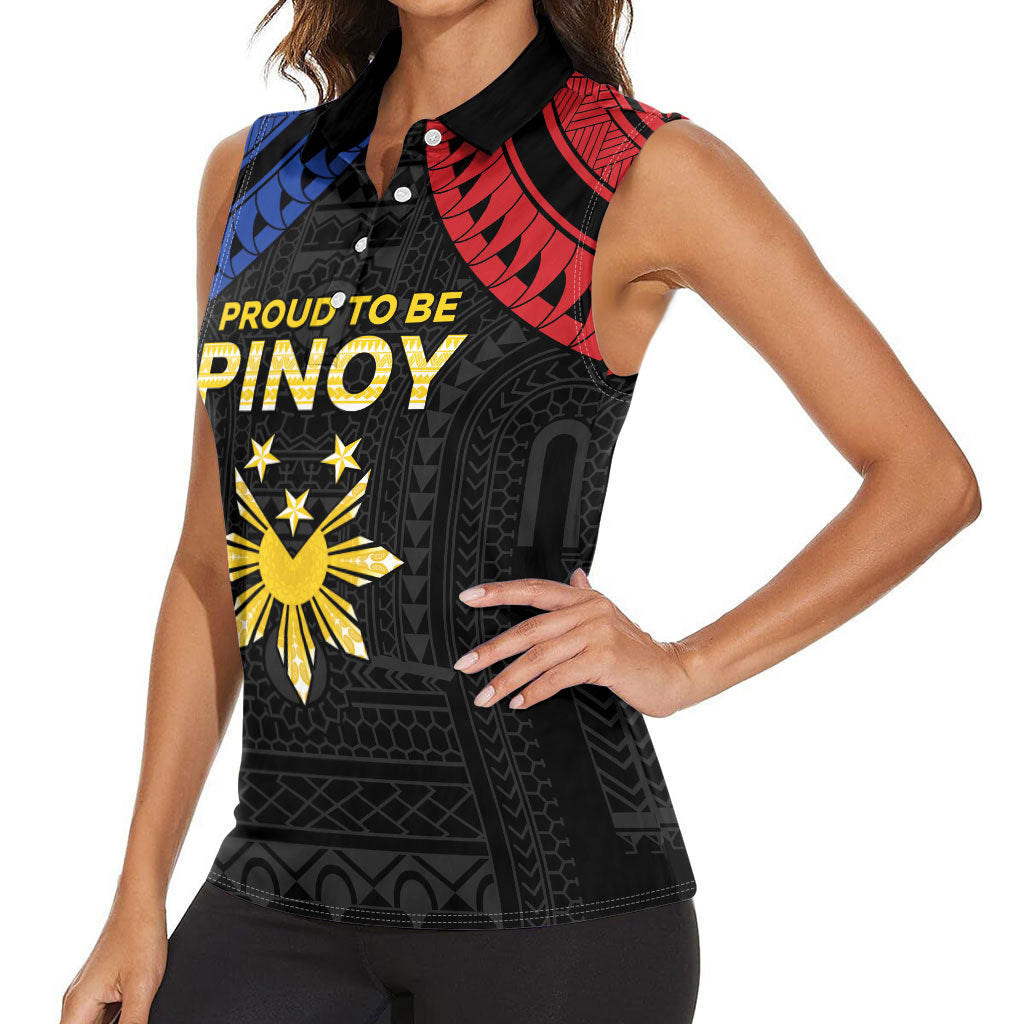 Philippines Independence Day Women Sleeveless Polo Shirt Proud To Be Pinoy LT05 - Polynesian Pride