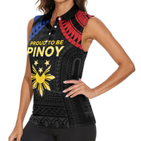 Philippines Independence Day Women Sleeveless Polo Shirt Proud To Be Pinoy LT05 - Polynesian Pride