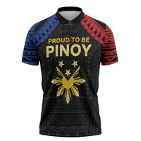 Philippines Independence Day Zipper Polo Shirt Proud To Be Pinoy LT05 Black - Polynesian Pride
