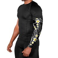 Plumeria With Black Polynesian Tattoo Pattern Arm Sleeves - Polynesian Pride