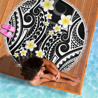 Plumeria With Black Polynesian Tattoo Pattern Beach Blanket LT05 - Polynesian Pride