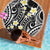 Plumeria With Black Polynesian Tattoo Pattern Beach Blanket