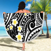 Plumeria With Black Polynesian Tattoo Pattern Beach Blanket LT05 - Polynesian Pride