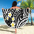 Plumeria With Black Polynesian Tattoo Pattern Beach Blanket