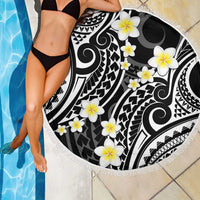 Plumeria With Black Polynesian Tattoo Pattern Beach Blanket LT05 - Polynesian Pride