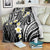 Plumeria With Black Polynesian Tattoo Pattern Blanket