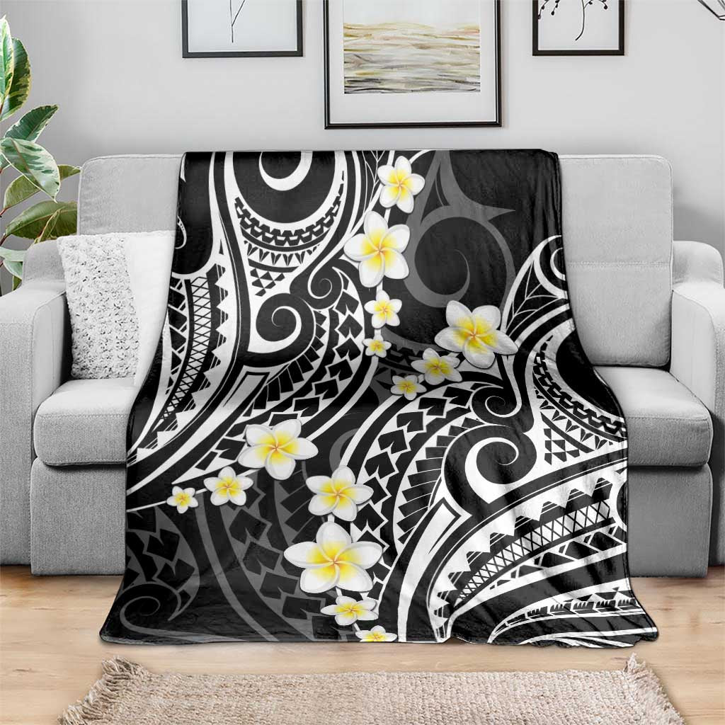 Plumeria With Black Polynesian Tattoo Pattern Blanket LT05 - Polynesian Pride