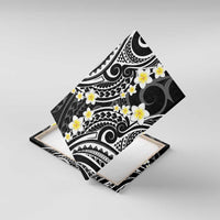 Plumeria With Black Polynesian Tattoo Pattern Canvas Wall Art