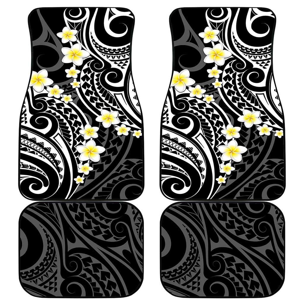 Plumeria With Black Polynesian Tattoo Pattern Car Mats LT05 - Polynesian Pride