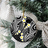 Plumeria With Black Polynesian Tattoo Pattern Ceramic Ornament LT05 - Polynesian Pride
