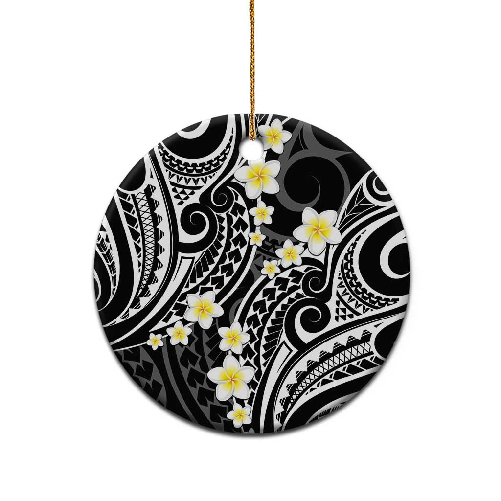 Plumeria With Black Polynesian Tattoo Pattern Ceramic Ornament LT05 - Polynesian Pride