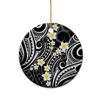 Plumeria With Black Polynesian Tattoo Pattern Ceramic Ornament LT05 - Polynesian Pride