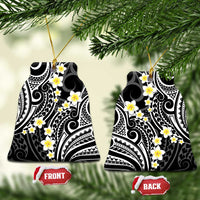Plumeria With Black Polynesian Tattoo Pattern Ceramic Ornament LT05 Bell Flake Black - Polynesian Pride
