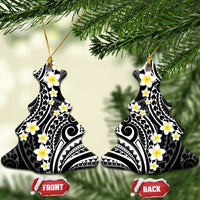 Plumeria With Black Polynesian Tattoo Pattern Ceramic Ornament LT05 Christmas Tree Black - Polynesian Pride