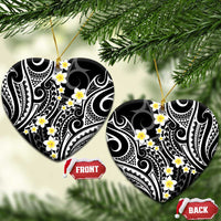 Plumeria With Black Polynesian Tattoo Pattern Ceramic Ornament LT05 Heart Black - Polynesian Pride