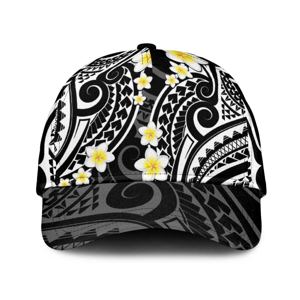 Plumeria With Black Polynesian Tattoo Pattern Classic Cap LT05 Universal Fit Black - Polynesian Pride