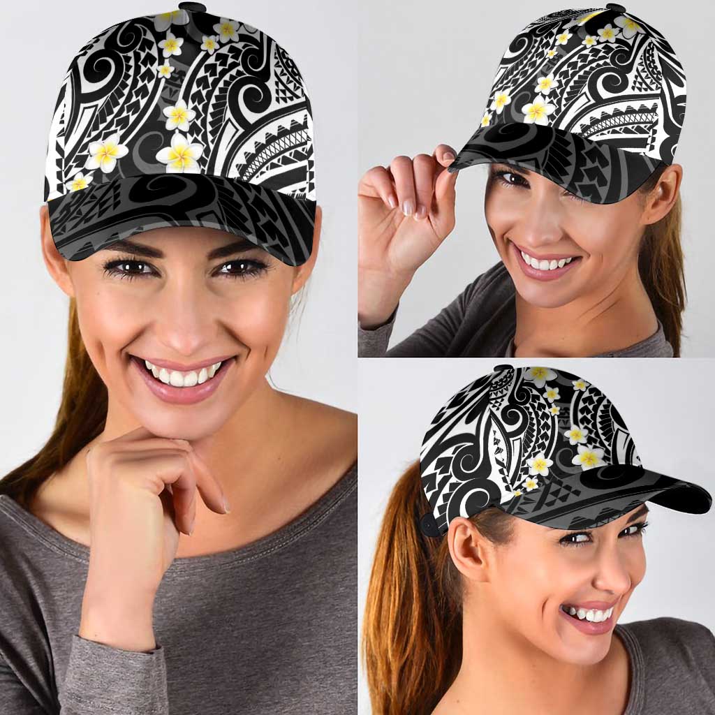 Plumeria With Black Polynesian Tattoo Pattern Classic Cap LT05 - Polynesian Pride