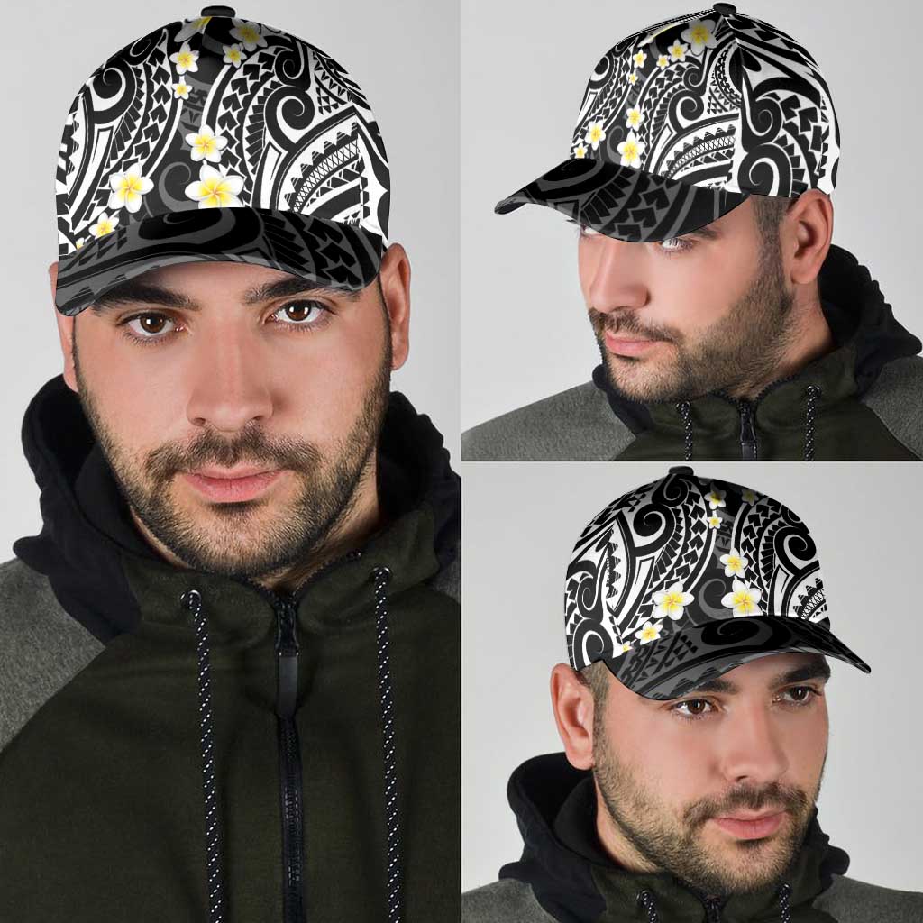 Plumeria With Black Polynesian Tattoo Pattern Classic Cap LT05 - Polynesian Pride